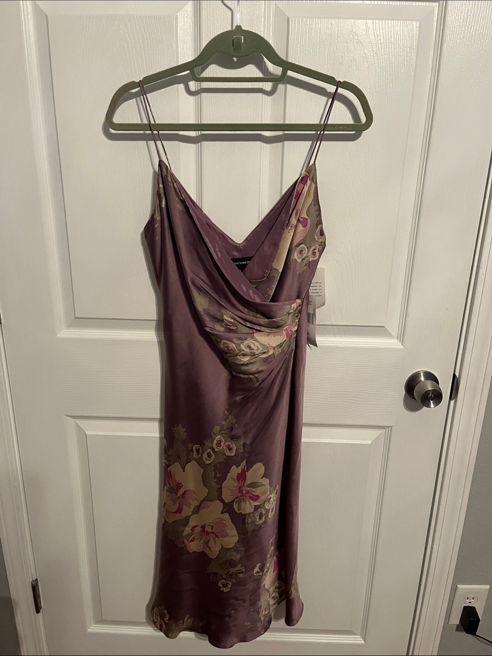 Jones New York Mauve Floral Satin Midi Slip Dress